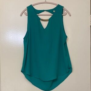 Lily White Teal Sleeveless Keyhole Camisole